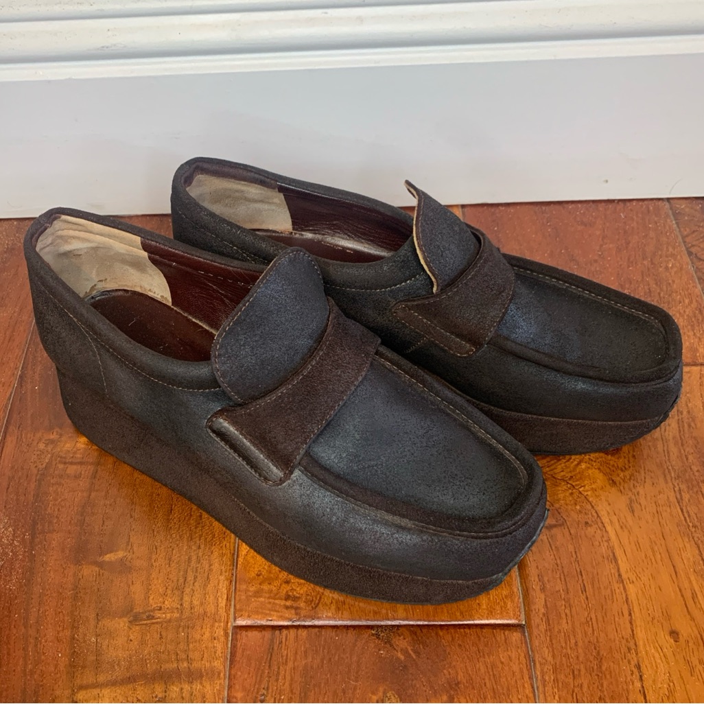 Stephane Kelian Platform Loafers Womens Size 4 Brown Retro Preppy Euro-Chic $350